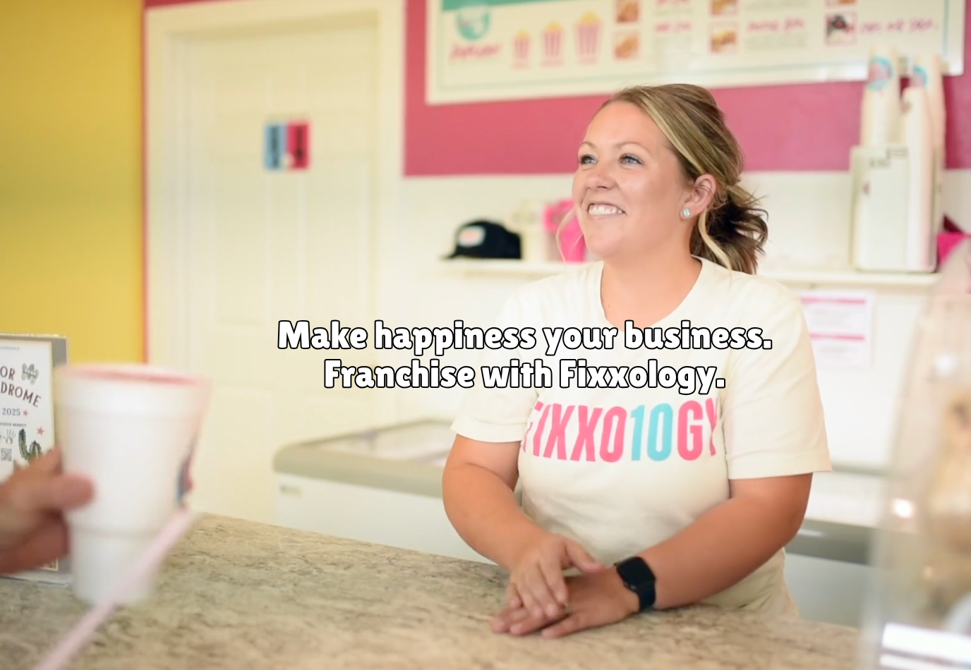 Load video: Day in the Life of a Fixxology Franchisee video featuring Dillon and Kori, a young couple who left the corporate grind to run their own soda shop, spend more time with their kids, and live their dream life through Fixxology franchising.